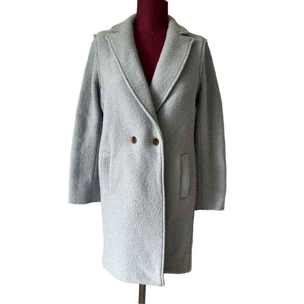 J Crew Coat Daphne Topcoat in Boiled Wool Mountain Blue size 4 6 - Picture 4 of 14